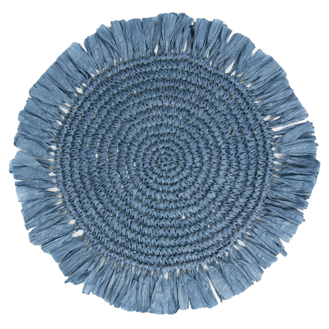 Manteles individuales de rafia color azul para mesa - Pack de 2