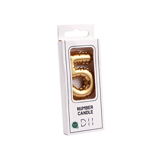 Vela número 5, globo de aluminio foil, dorada