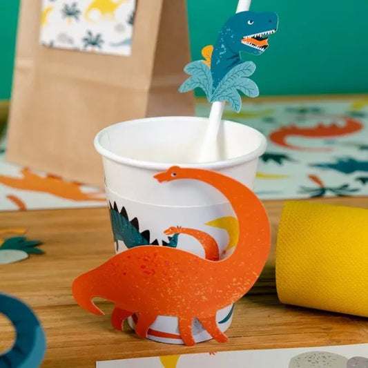 6 vasos de cartón Dinosaurio