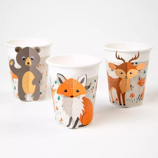 6 vasos animales del bosque