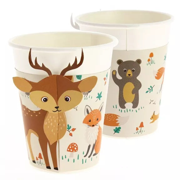 6 vasos animales del bosque