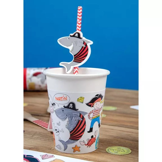 6 pajitas de papel de color pirata