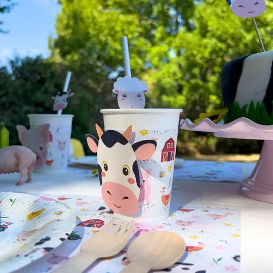 6 vasos de animales de granja - reciclables