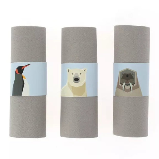 6 servilleteros de papel animales polares redondos