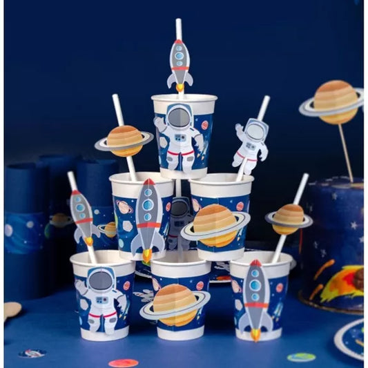 6 vasos de cartón Astronauta - Espacio