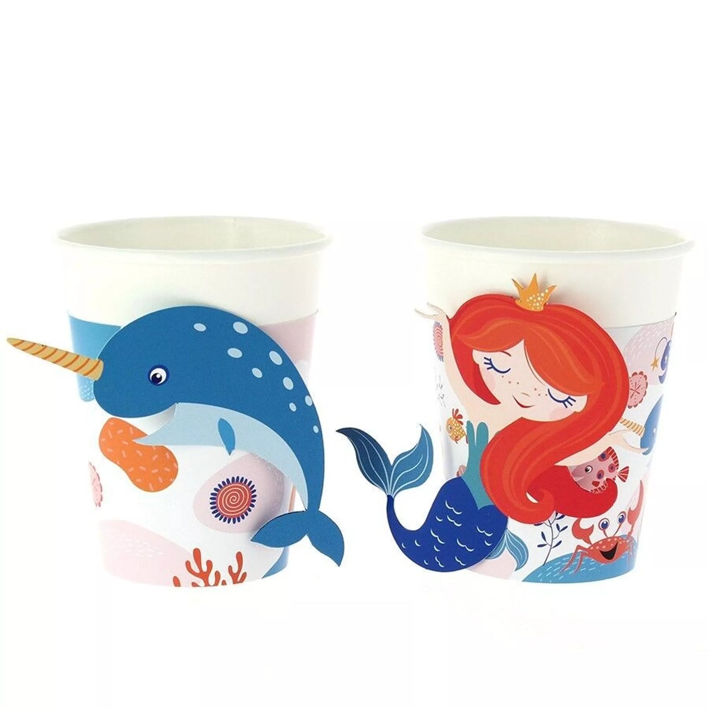 6 vasos de cartón sirena
