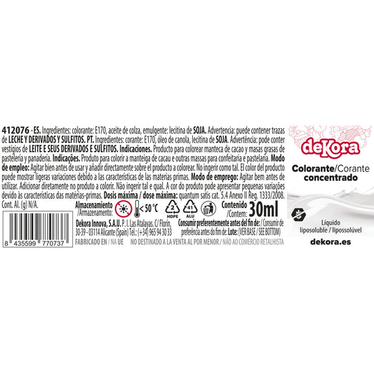 COLORANTE CONCENTRADO BLANCO LIQ. LIPOSOLUBLE 30ML