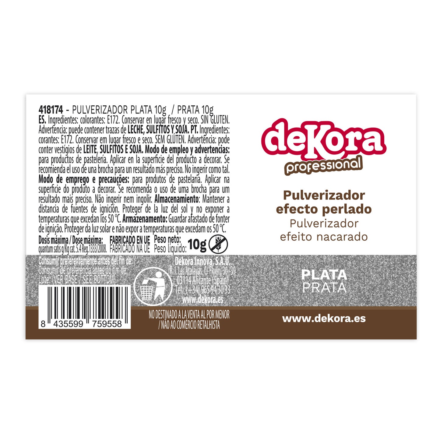 PULVERIZADOR PLATA EFECTO PERLADO SIN E171