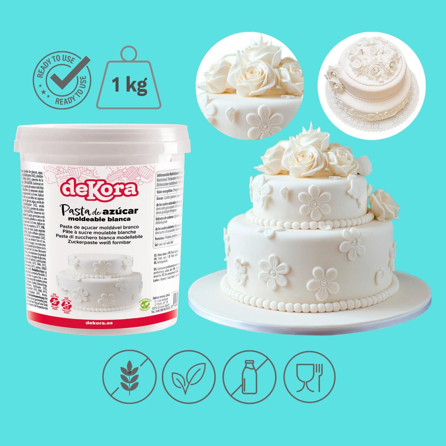 PASTA AZÚCAR / FONDANT BLANCO SIN GLUTEN 1 KG