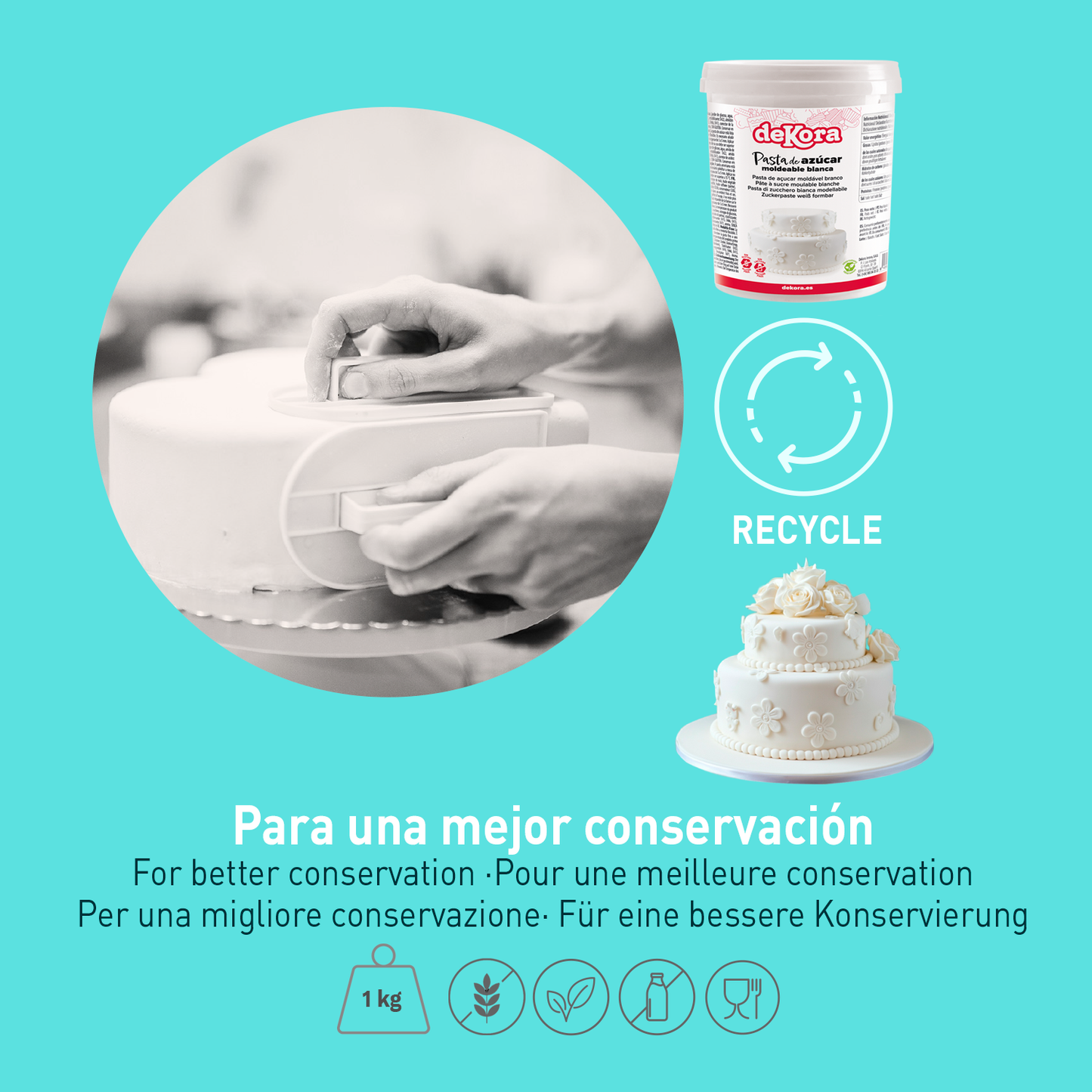 PASTA AZÚCAR / FONDANT BLANCO SIN GLUTEN 1 KG
