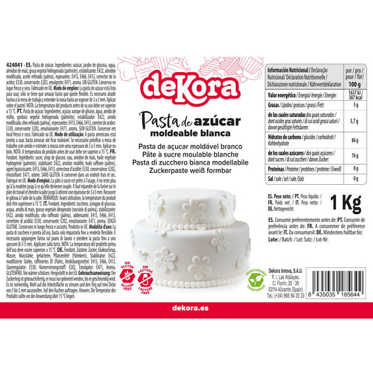 PASTA AZÚCAR / FONDANT BLANCO SIN GLUTEN 1 KG