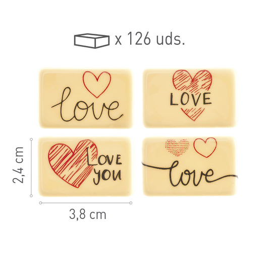 MINI PLACAS RECTANGULARES DE CHOCOLATE BLANCO 38X24MM