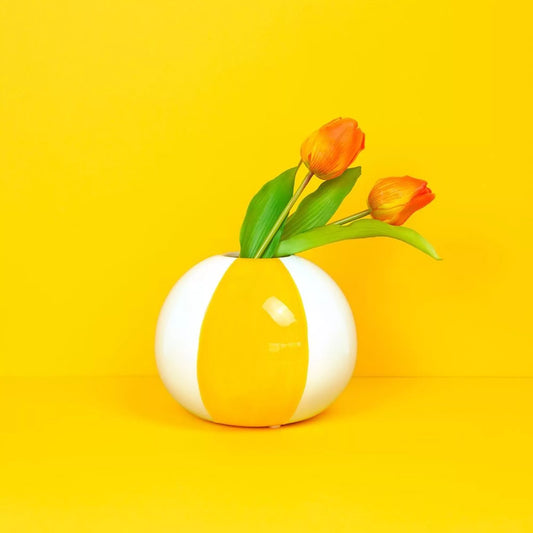 Florero, Beach Ball, amarillo, cerámica,14 cm