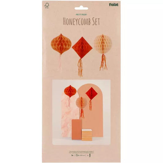 Set panal -nido de papel - Naranja - 3 piezas