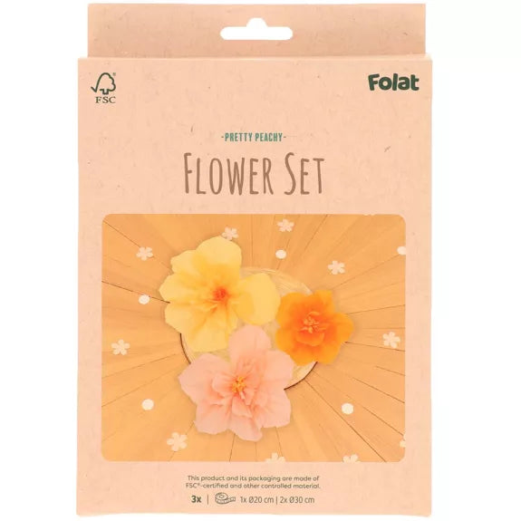 Decoración de fiesta - Juego de flores - Pretty Peachy - 3 piezas