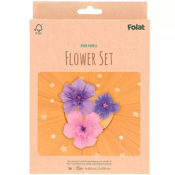 Decoración de fiesta - Juego de flores - Posh Purple - 3 piezas