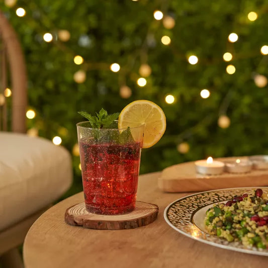 Vasos de plástico duro transparente con purpurina plateada (285 ml)