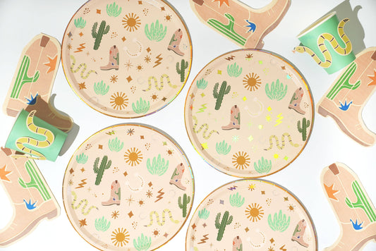Platos de papel viejo oeste (x12) - Colección Fiesta Oeste