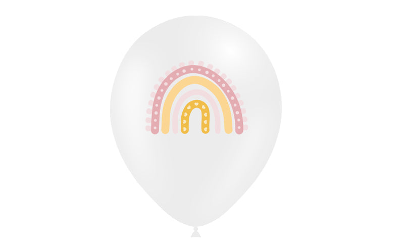 8 GLOBOS 95CM ARCOIRIS BOHO PERIM. BLANCO UDS