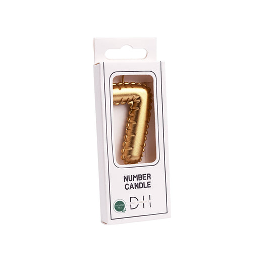 Vela números 7, globo de aluminio foil, dorada