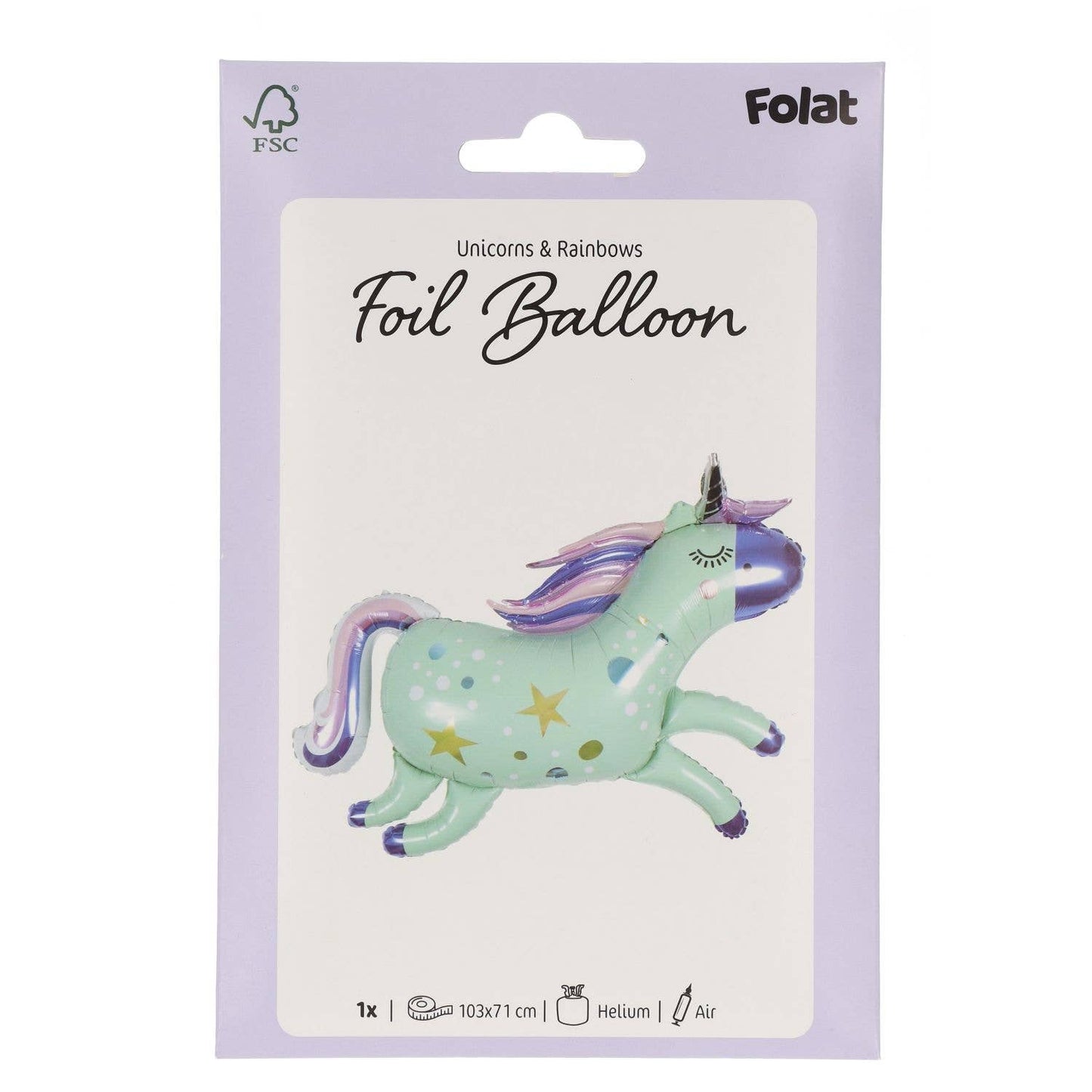 Globo de aluminio con forma de unicornio, 103 x 71 cm