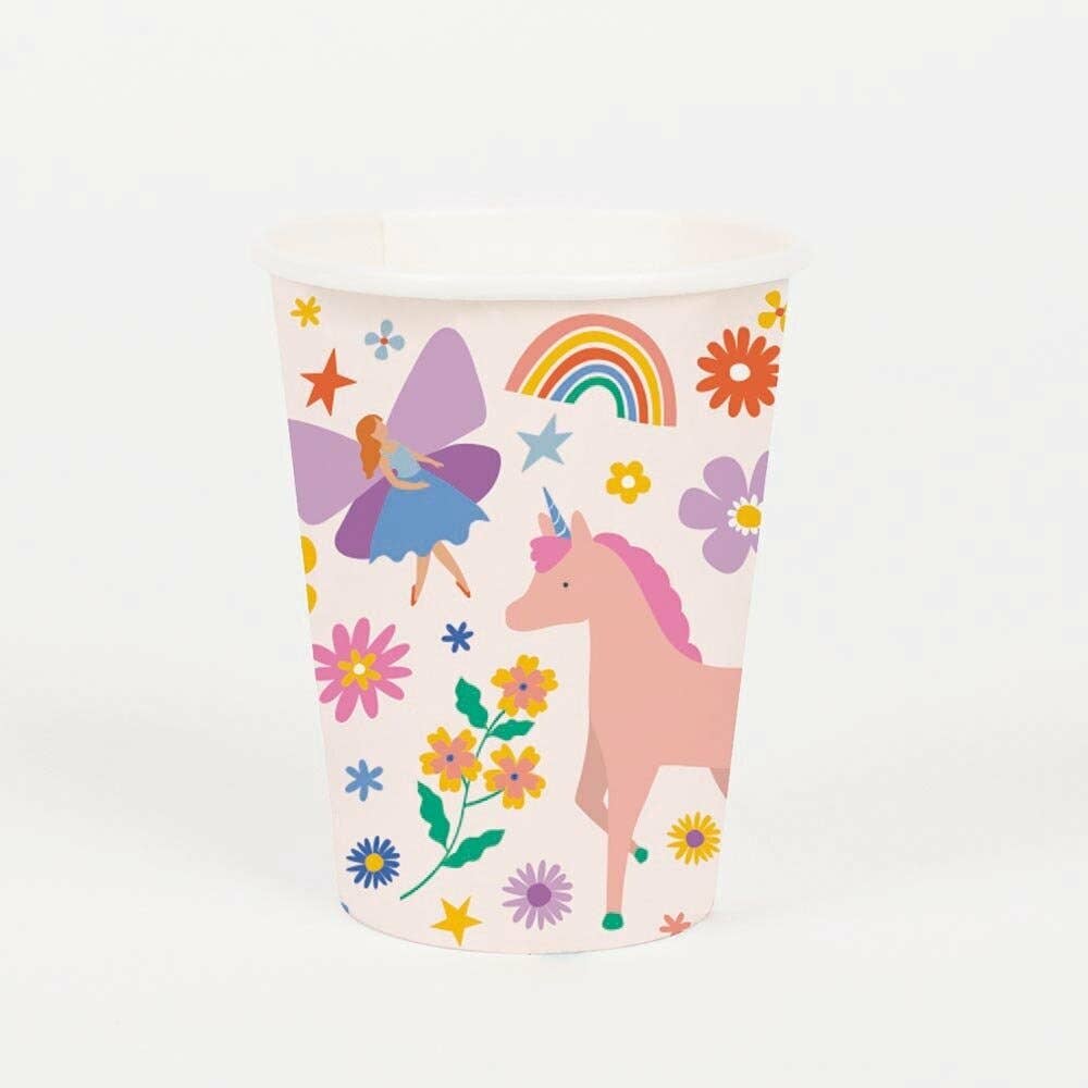 8 VASOS DE CARTÓN - UNICORNIO MÁGICO