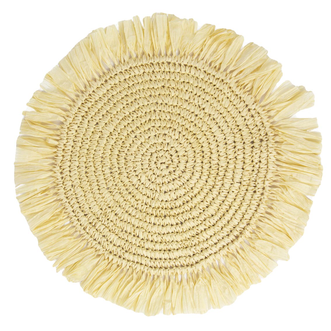 Manteles individuales de rafia color crema para mesa - Pack de 2