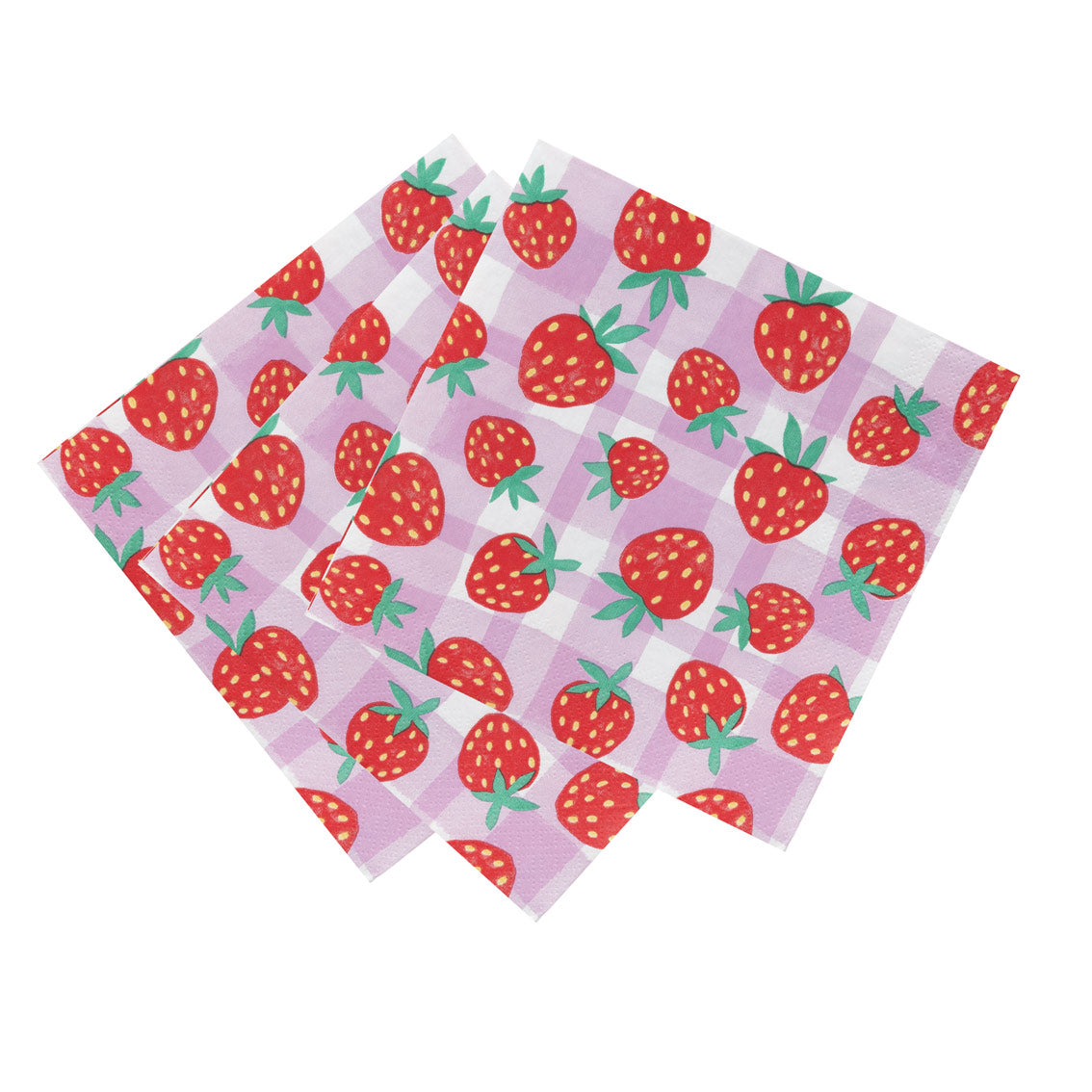 Servilletas de papel a cuadros de fresa - Paquete de 20