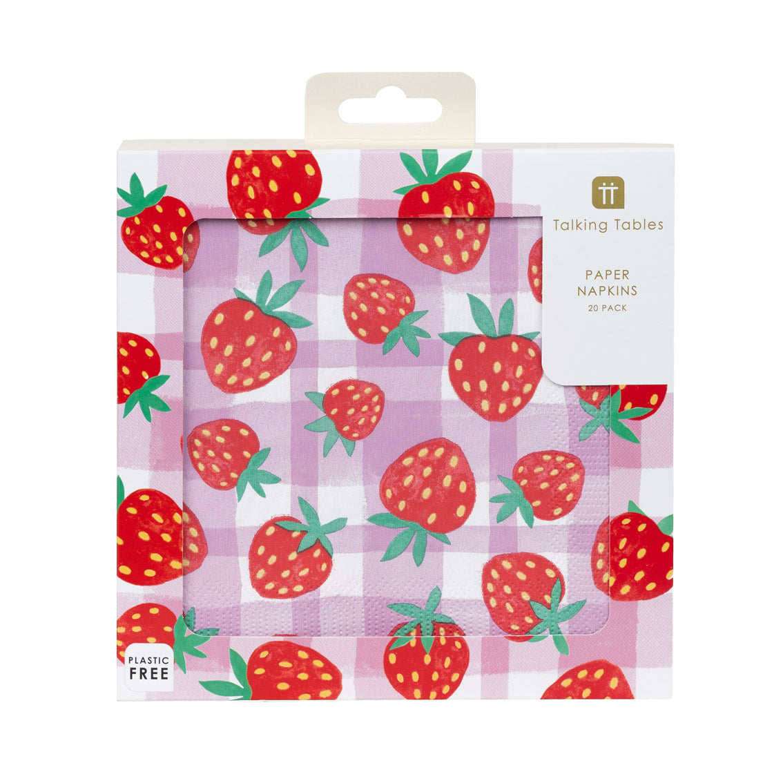 Servilletas de papel a cuadros de fresa - Paquete de 20