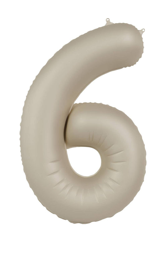 Globo de aluminio número 6, latte cremoso, ultra mate, 86 cm