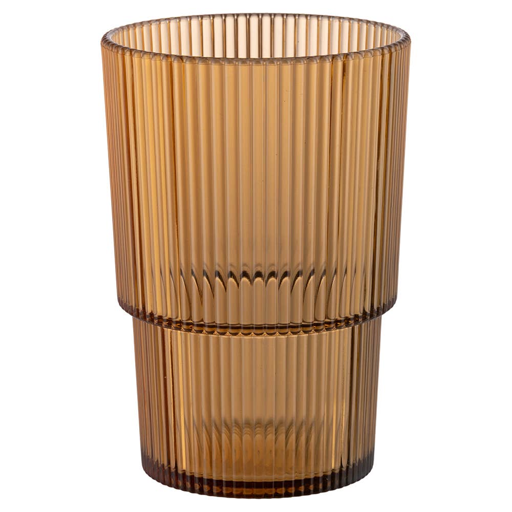 Set de 3 vasos apilables de plástico (PS), 420 ml, en tonos chocolate
