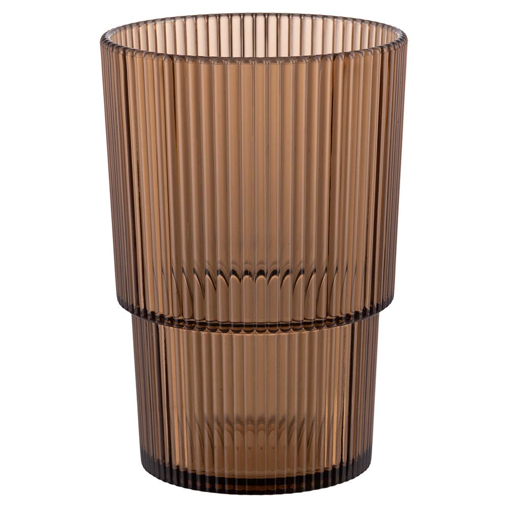 Set de 3 vasos apilables de plástico (PS), 420 ml, en tonos chocolate