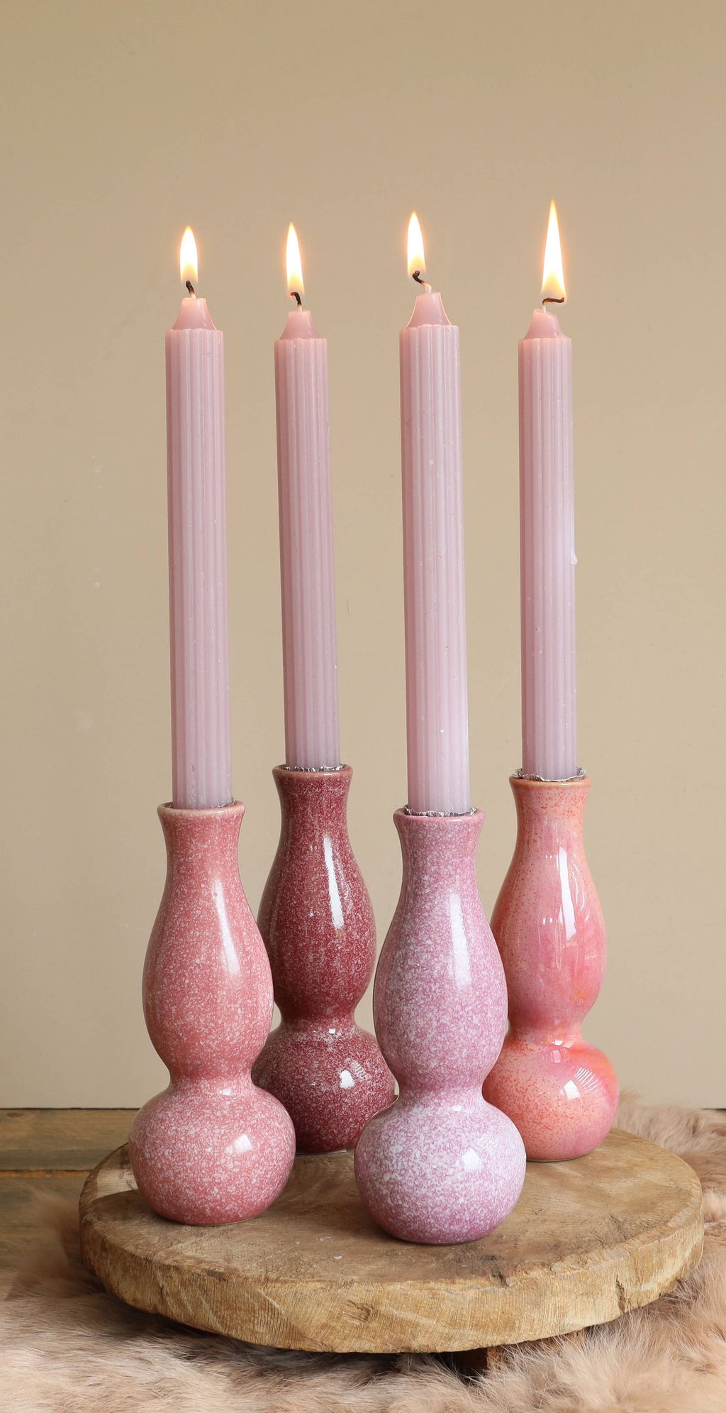Ivy jarrón/candelabro -Rosa claro jaspeado