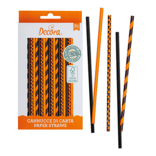 Pajitas de papel  naranjas y negras