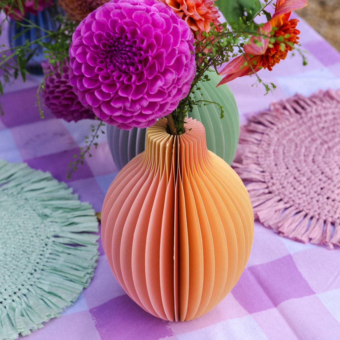 Jarrón de papel  en forma de panal - honeycomb amarillo | Verano | Decoración del hogar |