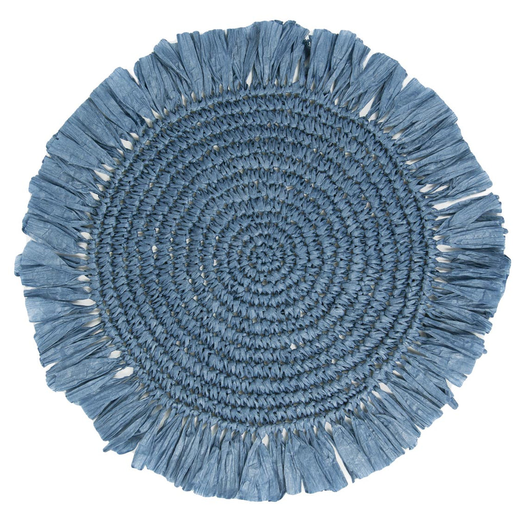 Manteles individuales de rafia color azul para mesa - Pack de 2