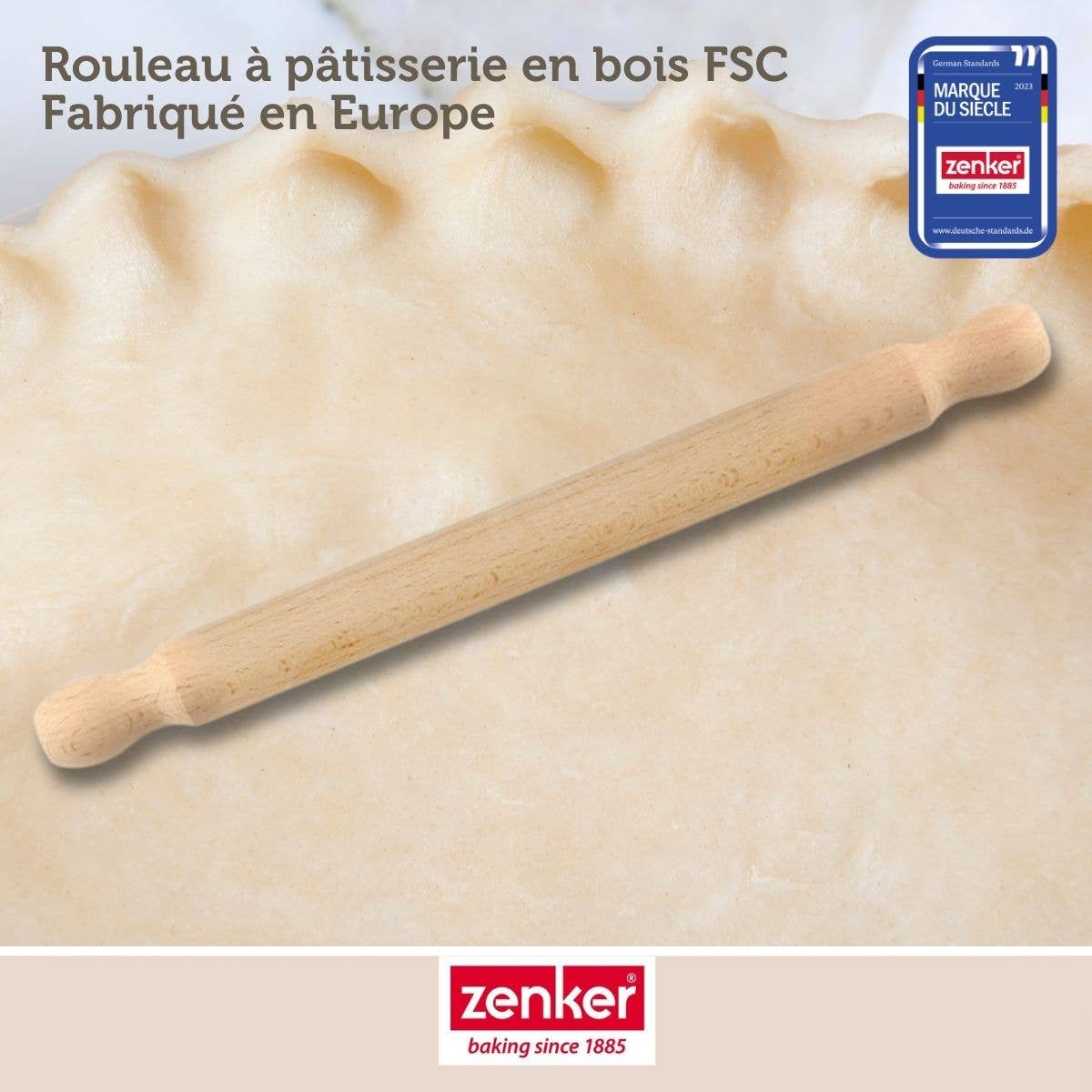 Rodillo de madera FSC Zenker para repostería, 35 cm
