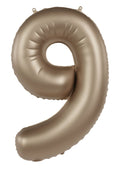 Globo de aluminio número 9, oro claro, satinado brillante, 86 cm