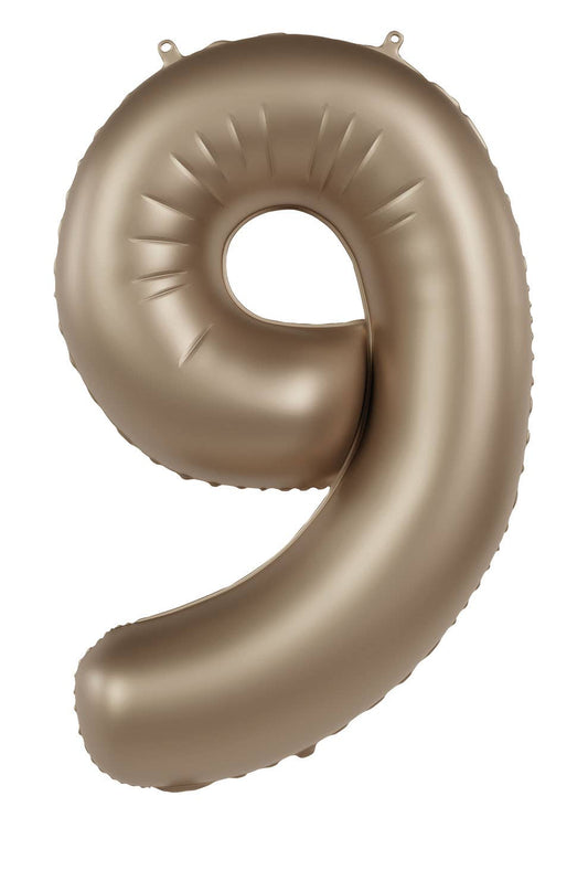 Globo de aluminio número 9, oro claro, satinado brillante, 86 cm