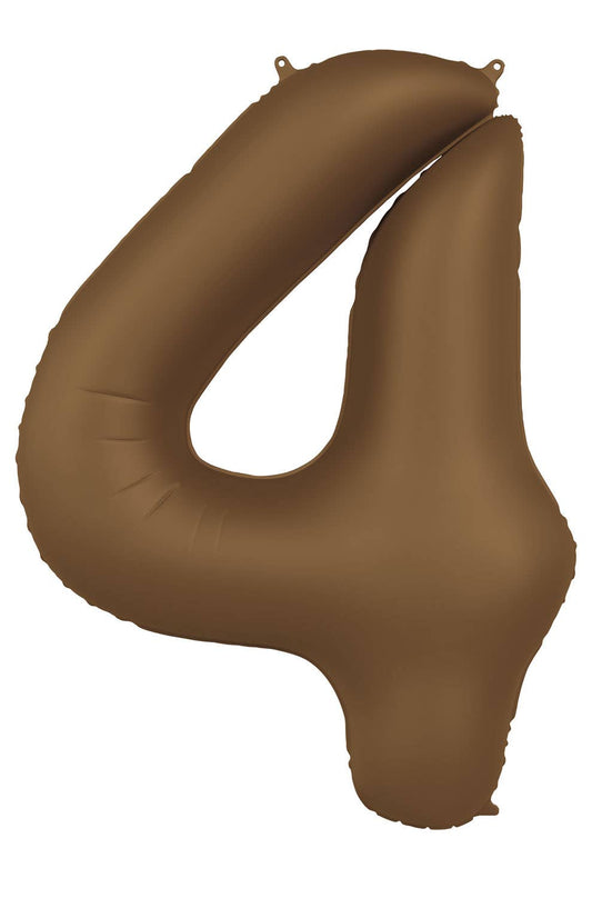 Globo de aluminio número 4, marrón chocolate, ultra mate, 86 cm