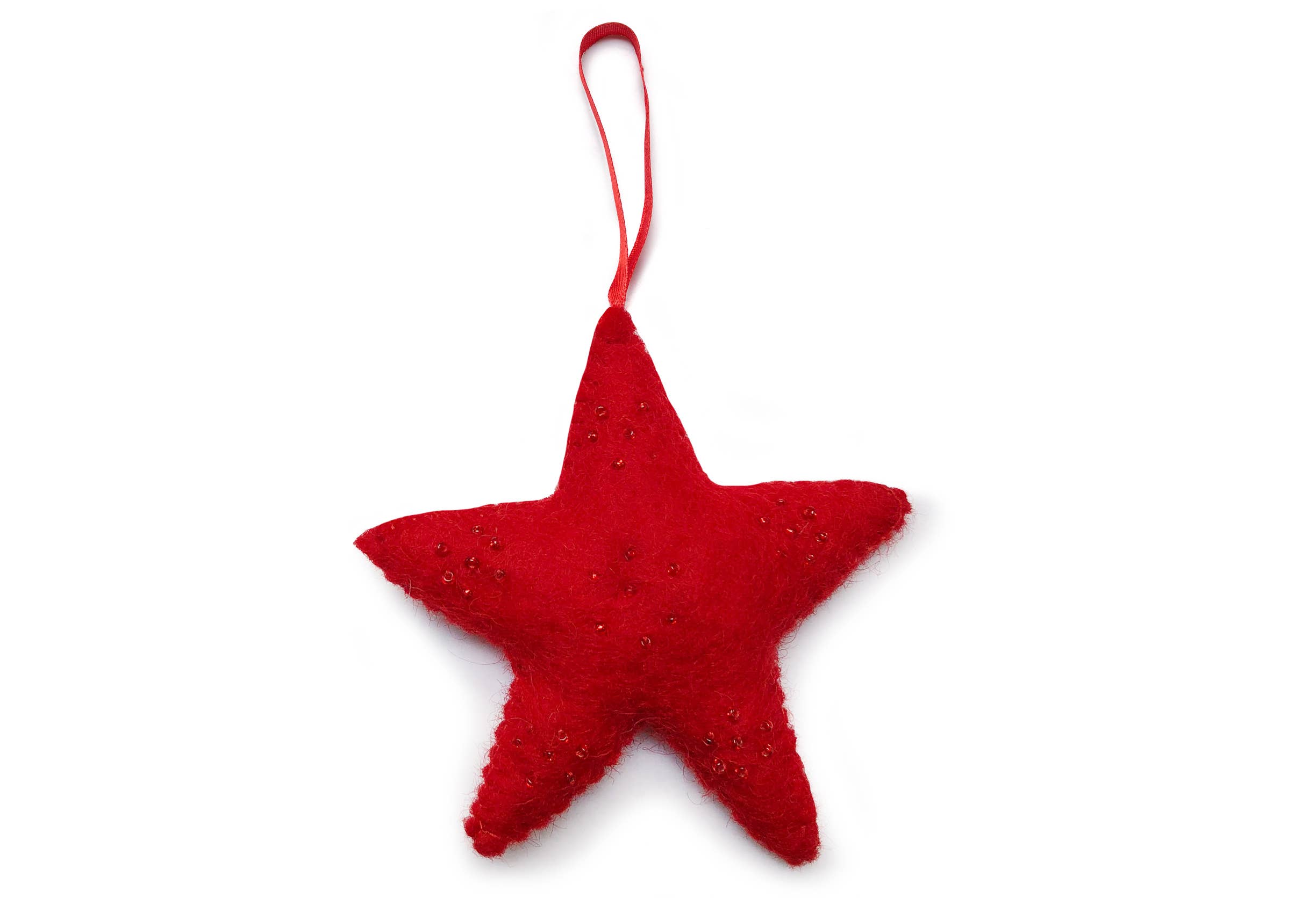 Adornos, estrella, abalorios rojos