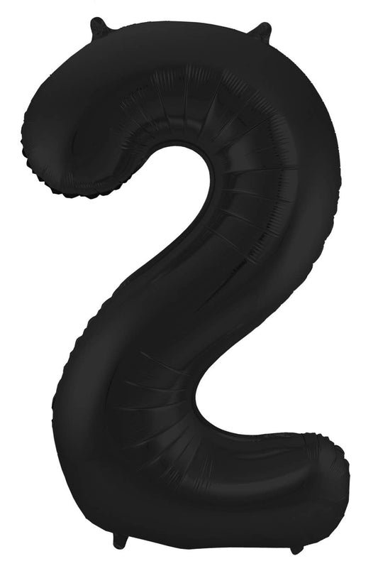 Globo Foil Number 2 Negro Metálico Mate - 86 cm