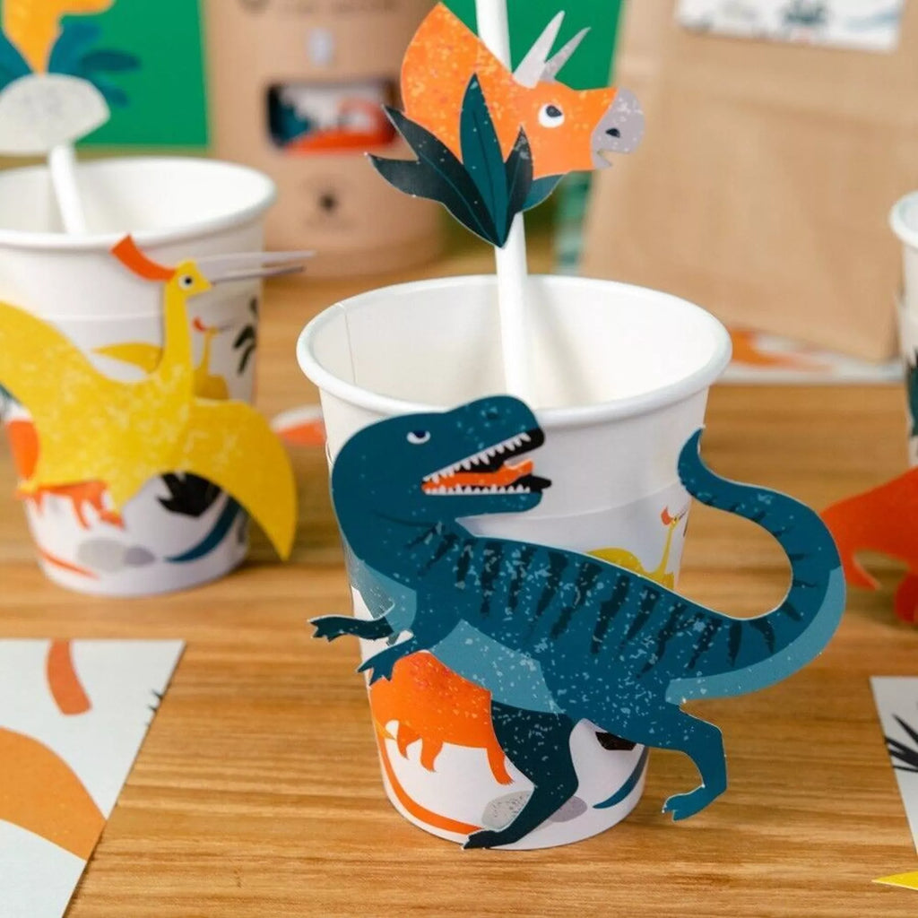 6 vasos de cartón  Dinosaurio