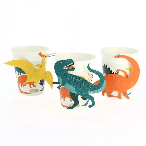 6 vasos de cartón  Dinosaurio