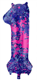 Globo de aluminio número 1 Paint Splash, 86 cm