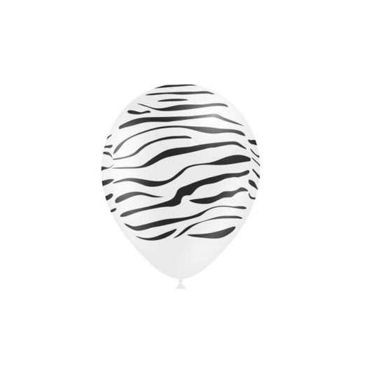 8 GLOBOS 95CM  CEBRA PERIM. BLANCO