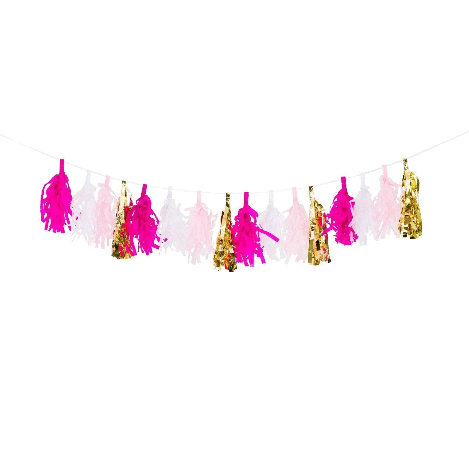 Guirnaldas Borlas Girlang, 16 piezas, rosa/blanco/dorado