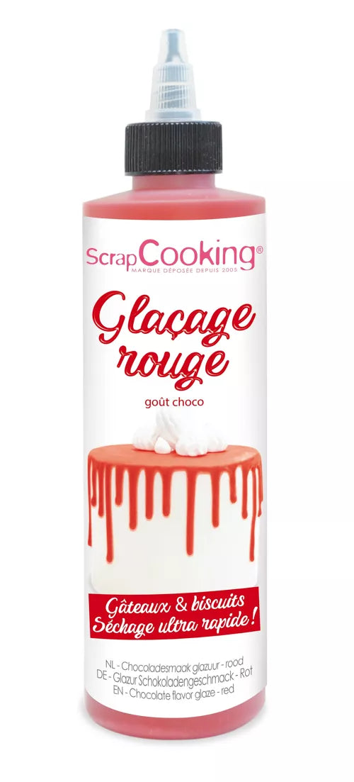 Glaseado rojo listo para usar - sabor chocolate 130G