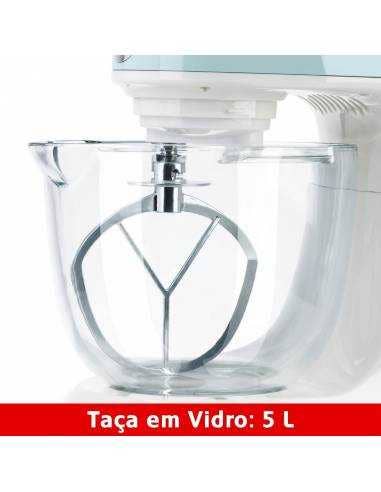 Batidora Haeger Glass Cake 700 con tazón de vidrio de 5 litros, 700 W y 3 varillas