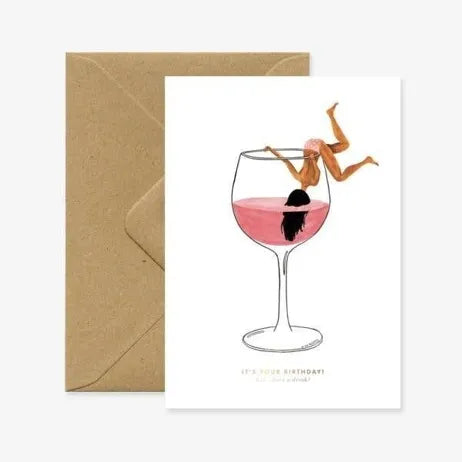 Tarjeta de felicitación -Solo una copita A6 (105 × 148 mm)
